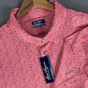 Ben Hogan Polo Shirt Mens 3XL Pink Geometric Clubs Performance Golf UPF‎ New